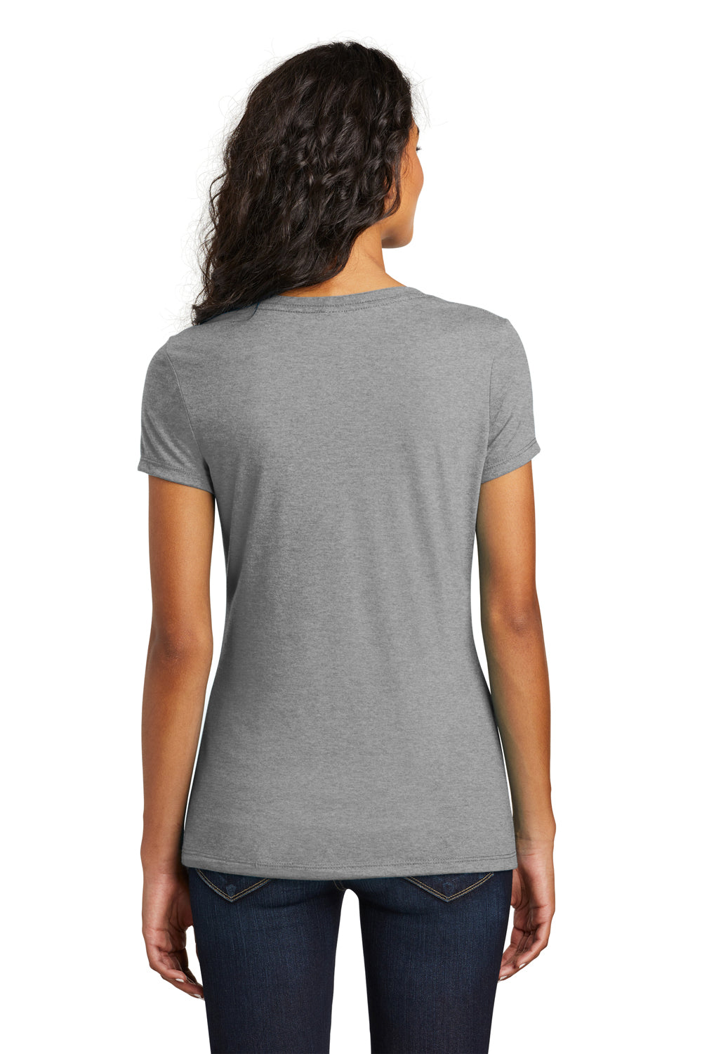 District DM1350L Womens Perfect Tri Short Sleeve V-Neck T-Shirt Grey Frost Back