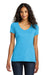 District DM1350L Womens Perfect Tri Short Sleeve V-Neck T-Shirt Turquoise Blue Frost Front