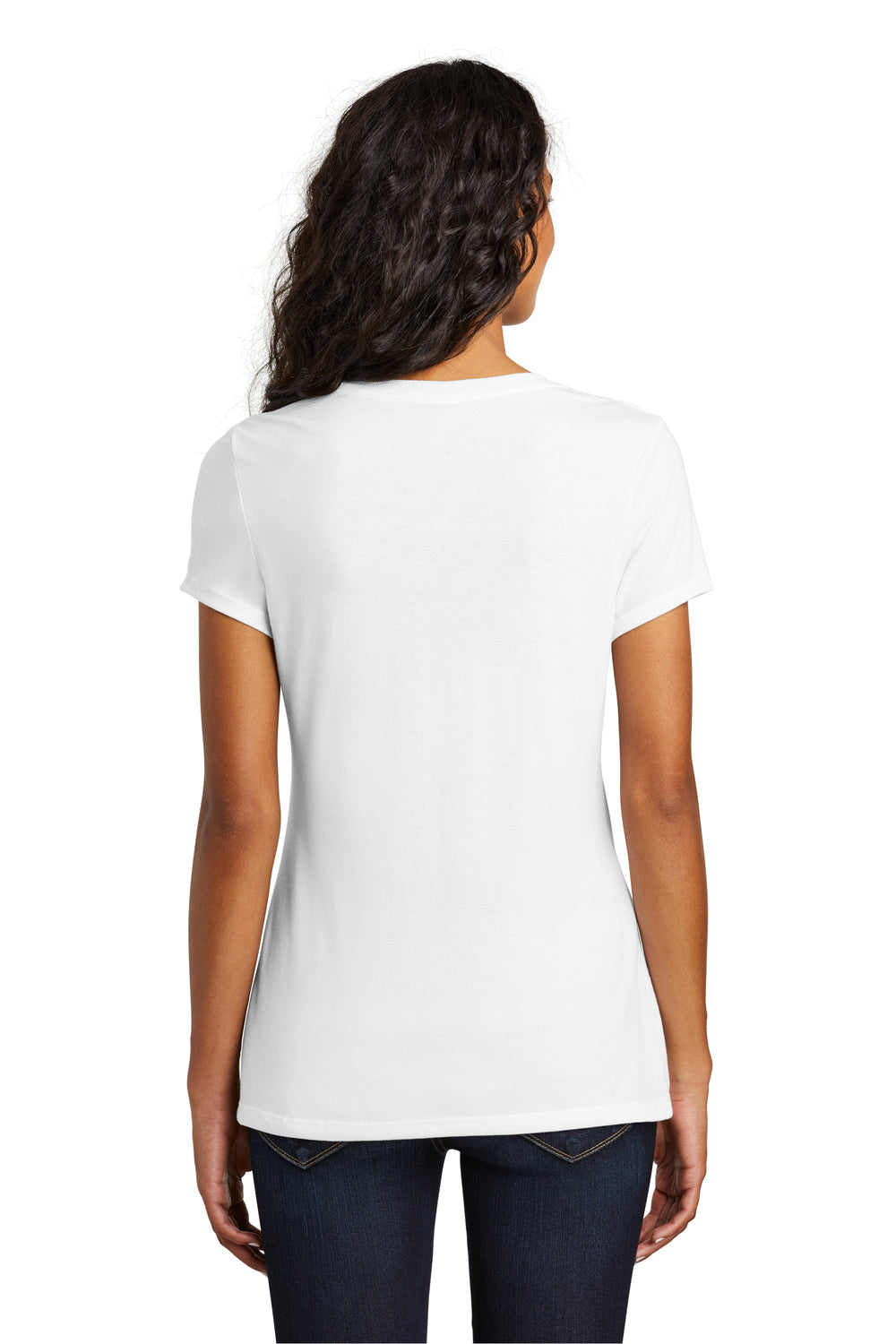 District DM1350L Womens Perfect Tri Short Sleeve V-Neck T-Shirt White Back