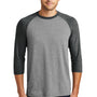 District Mens Perfect Tri 3/4 Sleeve Crewneck T-Shirt - Grey Frost/Black