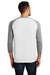 District DM136 Mens Perfect Tri 3/4 Sleeve Crewneck T-Shirt White/Grey Frost Back