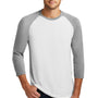 District Mens Perfect Tri 3/4 Sleeve Crewneck T-Shirt - White/Grey Frost