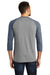 District DM136 Mens Perfect Tri 3/4 Sleeve Crewneck T-Shirt Grey Frost/Navy Blue Back