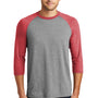 District Mens Perfect Tri 3/4 Sleeve Crewneck T-Shirt - Grey Frost/Red