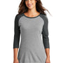 District Womens Perfect Tri 3/4 Sleeve Crewneck T-Shirt - Grey Frost/Black