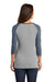 District DM136L Womens Perfect Tri 3/4 Sleeve Crewneck T-Shirt Grey Frost/Navy Blue Back