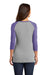District DM136L Womens Perfect Tri 3/4 Sleeve Crewneck T-Shirt Grey Frost/Purple Back
