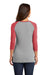 District DM136L Womens Perfect Tri 3/4 Sleeve Crewneck T-Shirt Grey Frost/Red Back