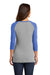 District DM136L Womens Perfect Tri 3/4 Sleeve Crewneck T-Shirt Grey Frost/Royal Blue Back