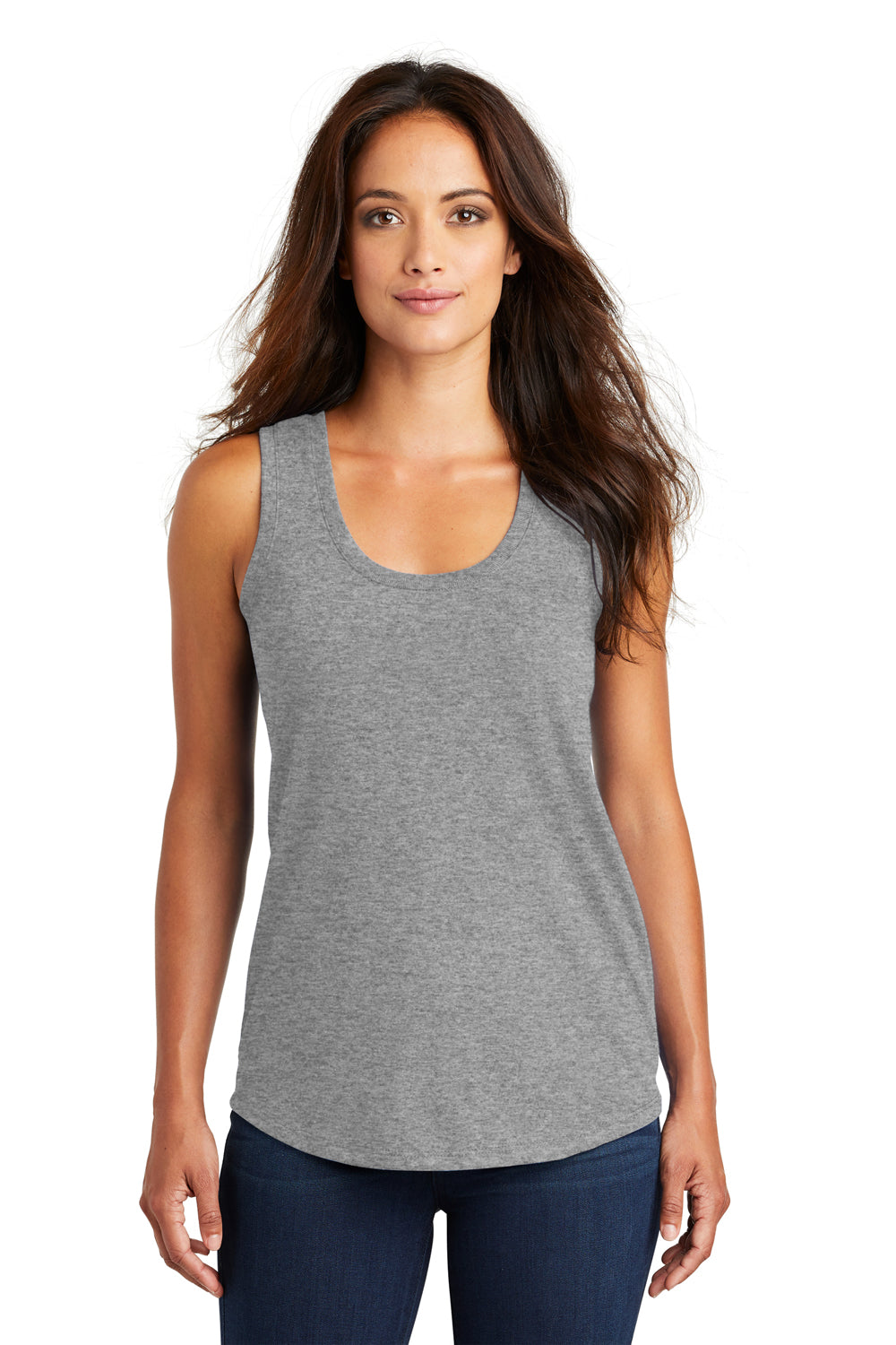 District DM138L Womens Perfect Tri Tank Top Grey Frost Front