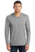 District DM139 Mens Perfect Tri Long Sleeve Hooded T-Shirt Hoodie Grey Frost Front