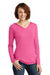 District DM139L Womens Perfect Tri Long Sleeve Hooded T-Shirt Hoodie Fuchsia Pink Frost Front