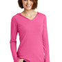 District Womens Perfect Tri Long Sleeve Hooded T-Shirt Hoodie - Fuchsia Pink Frost