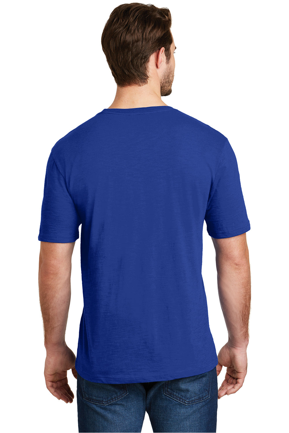 District DM3000 Mens Super Slub Short Sleeve Crewneck T-Shirt Royal Blue Back