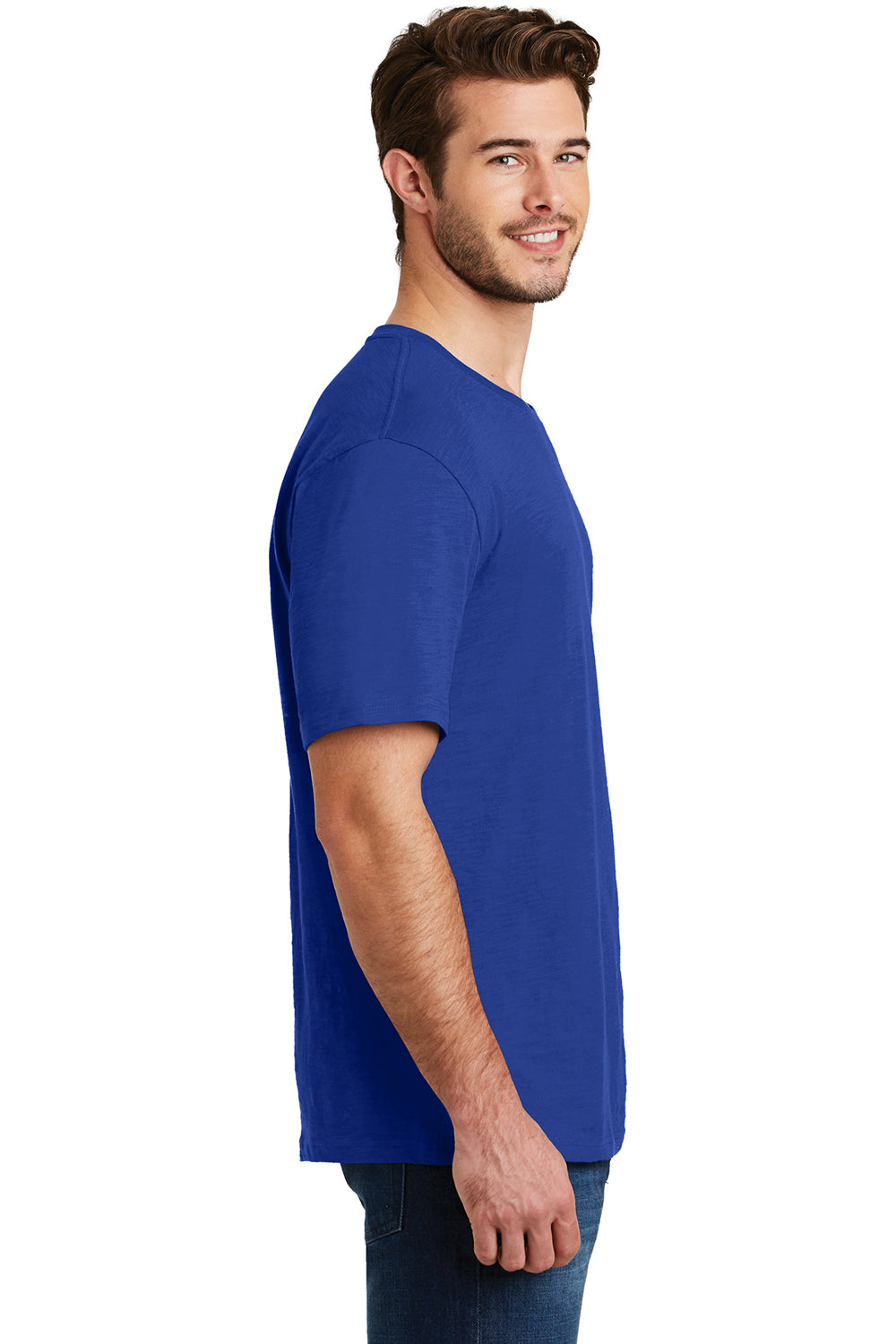 District DM3000 Mens Super Slub Short Sleeve Crewneck T-Shirt Royal Blue Side
