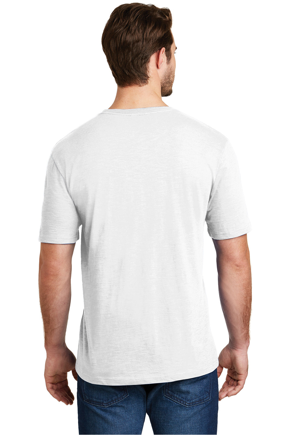 District DM3000 Mens Super Slub Short Sleeve Crewneck T-Shirt White Back