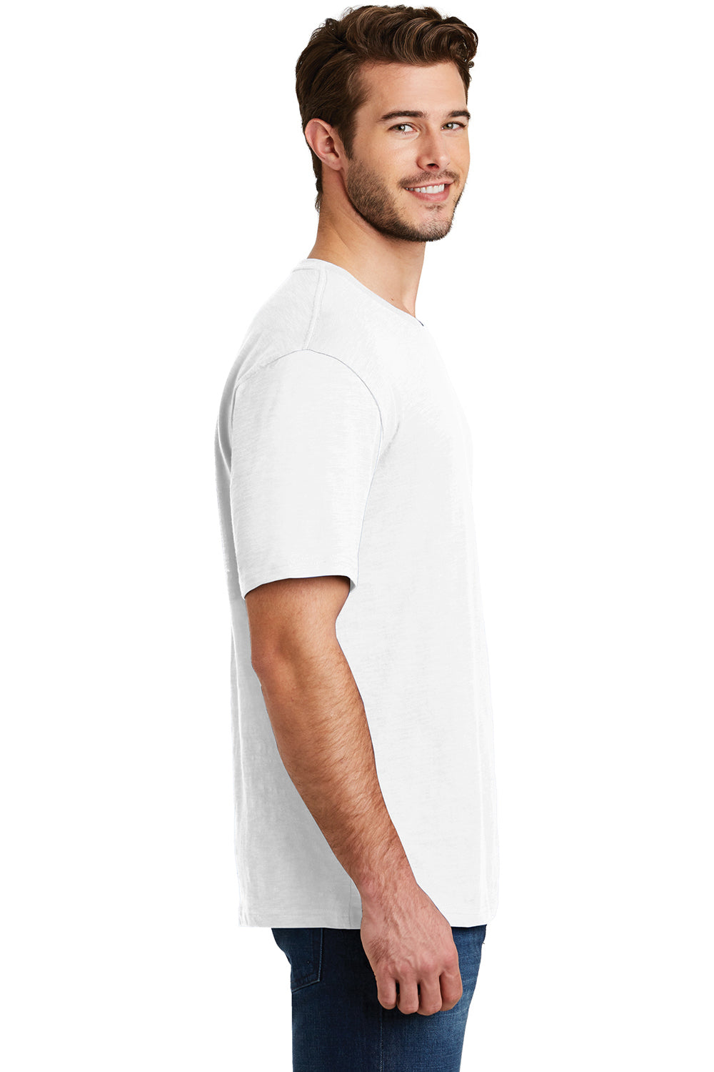 District DM3000 Mens Super Slub Short Sleeve Crewneck T-Shirt White Side