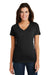 District DM3501 Womens Super Slub Short Sleeve V-Neck T-Shirt Black Front