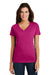 District DM3501 Womens Super Slub Short Sleeve V-Neck T-Shirt Azalea Pink Front