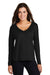 District DM413 Womens Drapey Short Sleeve V-Neck T-Shirt Black Front