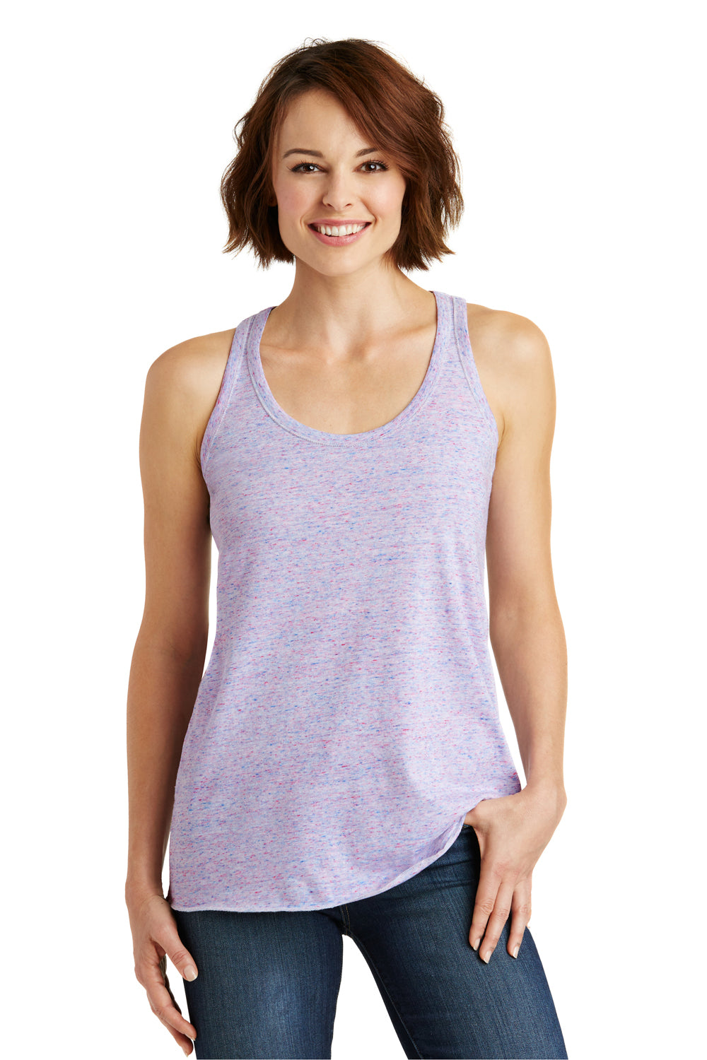 District DM466 Womens Cosmic Tank Top White/Pink Front