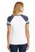 District DM476 Womens Game Short Sleeve V-Neck T-Shirt White/Heather Navy Blue Back