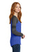 District DM477 Womens Game Long Sleeve V-Neck T-Shirt Heather Royal Blue/Heather Charcoal Grey/Black Side