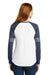 District DM477 Womens Game Long Sleeve V-Neck T-Shirt White/Heather Navy Blue/Silver Grey Back