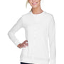 Devon & Jones Womens Perfect Fit Ribbon Cardigan Sweater - White