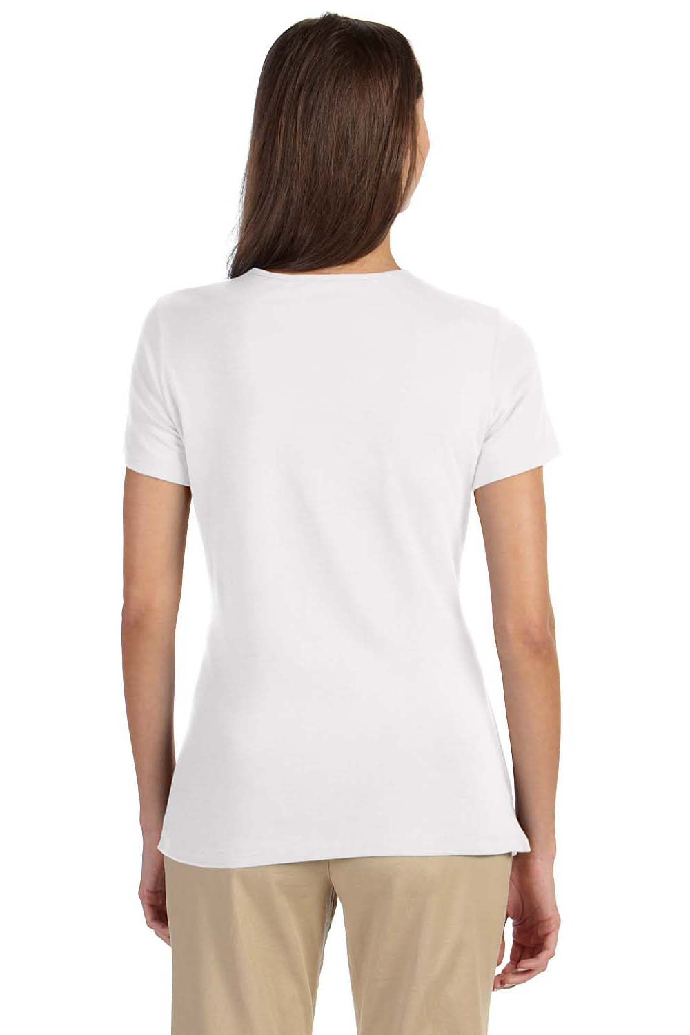 Devon & Jones DP182W Womens Perfect Fit Short Sleeve Crewneck T-Shirt White Back
