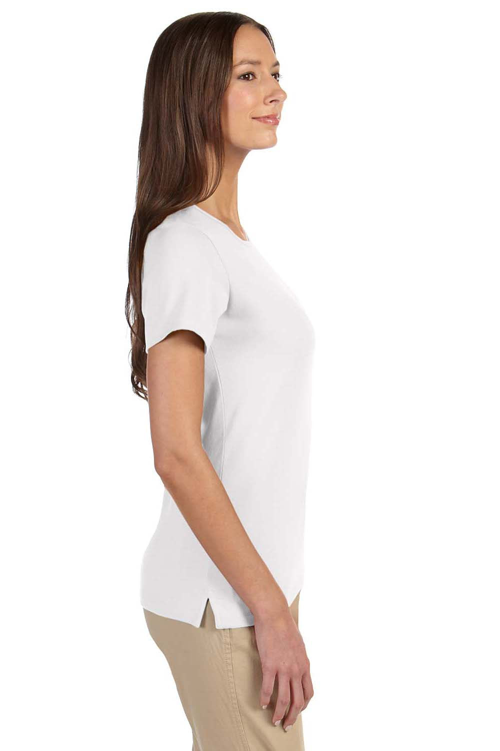 Devon & Jones DP182W Womens Perfect Fit Short Sleeve Crewneck T-Shirt White Side
