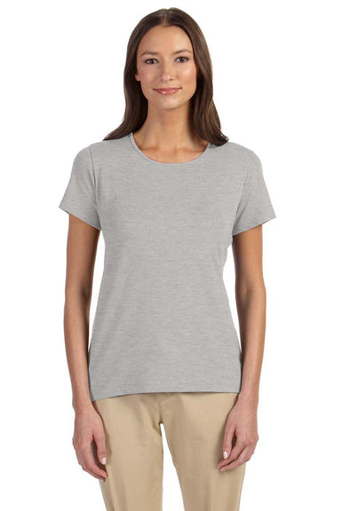 Devon & Jones DP182W Womens Perfect Fit Short Sleeve Crewneck T-Shirt Heather Grey Front