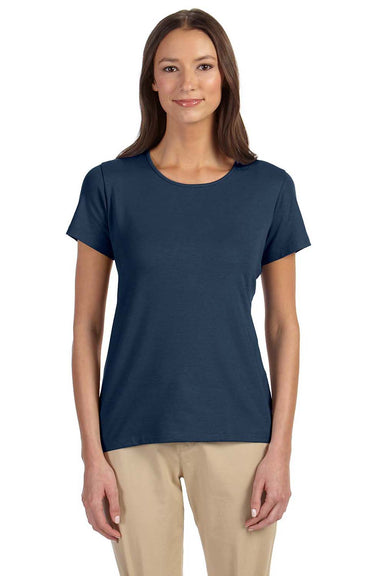 Devon & Jones DP182W Womens Perfect Fit Short Sleeve Crewneck T-Shirt Navy Blue Front