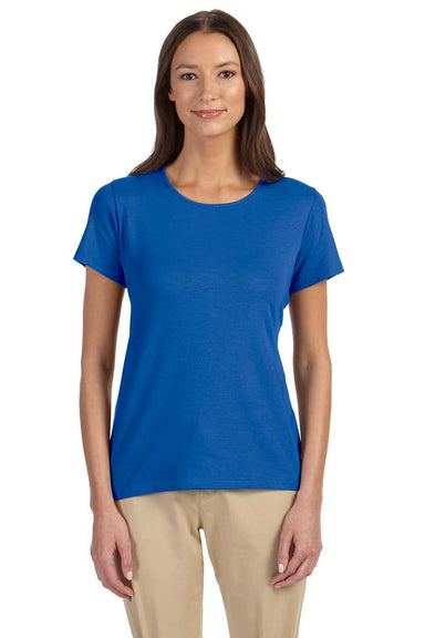 Devon & Jones DP182W Womens Perfect Fit Short Sleeve Crewneck T-Shirt French Blue Front