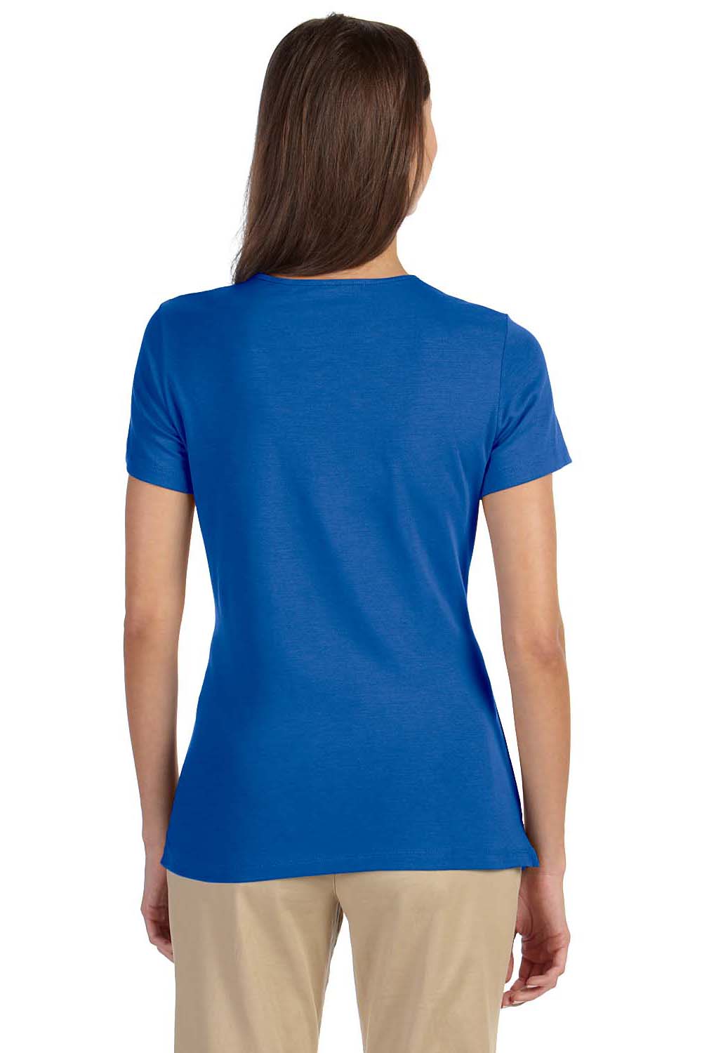 Devon & Jones DP182W Womens Perfect Fit Short Sleeve Crewneck T-Shirt French Blue Back