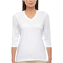 Devon & Jones Womens Perfect Fit 3/4 Sleeve V-Neck T-Shirt - White