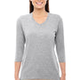 Devon & Jones Womens Perfect Fit 3/4 Sleeve V-Neck T-Shirt - Heather Grey