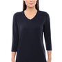 Devon & Jones Womens Perfect Fit 3/4 Sleeve V-Neck T-Shirt - Black