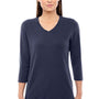 Devon & Jones Womens Perfect Fit 3/4 Sleeve V-Neck T-Shirt - Navy Blue