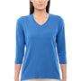 Devon & Jones Womens Perfect Fit 3/4 Sleeve V-Neck T-Shirt - French Blue