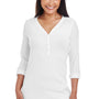 Devon & Jones Womens Perfect Fit Long Sleeve V-Neck T-Shirt - White