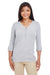 Devon & Jones DP186W Womens Perfect Fit Long Sleeve V-Neck T-Shirt Heather Grey Front