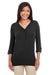 Devon & Jones DP186W Womens Perfect Fit Long Sleeve V-Neck T-Shirt Black Front