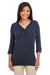 Devon & Jones DP186W Womens Perfect Fit Long Sleeve V-Neck T-Shirt Navy Blue Front