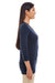 Devon & Jones DP186W Womens Perfect Fit Long Sleeve V-Neck T-Shirt Navy Blue Side