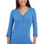 Devon & Jones Womens Perfect Fit Long Sleeve V-Neck T-Shirt - French Blue