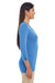 Devon & Jones DP186W Womens Perfect Fit Long Sleeve V-Neck T-Shirt French Blue Side