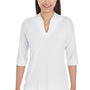 Devon & Jones Womens Perfect Fit 3/4 Sleeve Polo Shirt - White - Closeout