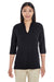 Devon & Jones DP188W Womens Perfect Fit 3/4 Sleeve Polo Shirt Black Front