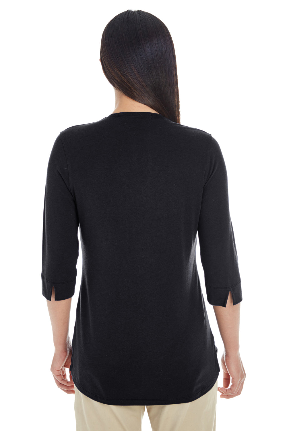 Devon & Jones DP188W Womens Perfect Fit 3/4 Sleeve Polo Shirt Black Back